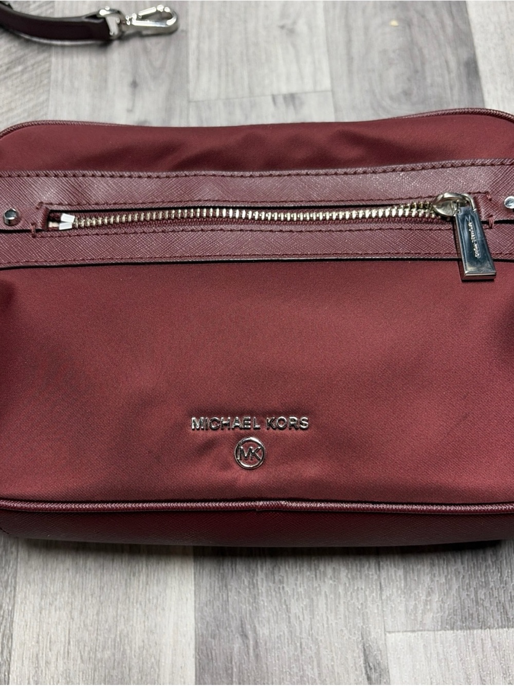 Michael Kors Men’s Belt Bag in Burgundy with Silver Hardware